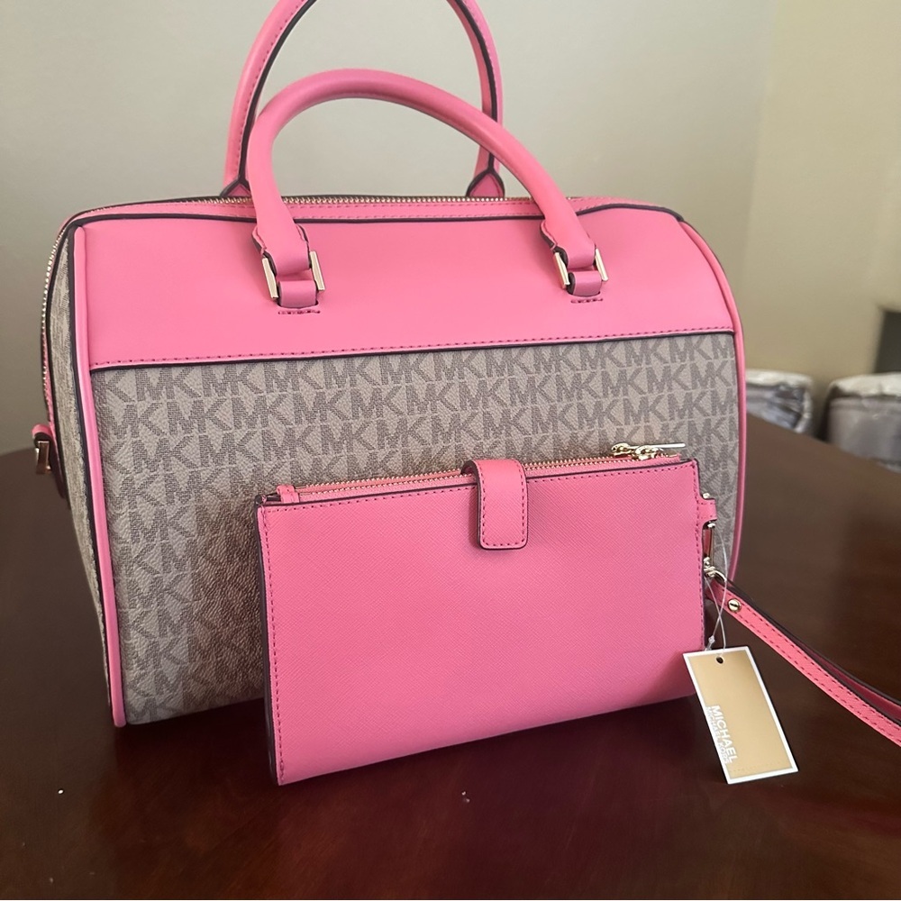 Michael Kors Jet Set Travel Duffle Satchel Shoulder Crossbody Bag & wallet set - Picture 6 of 17